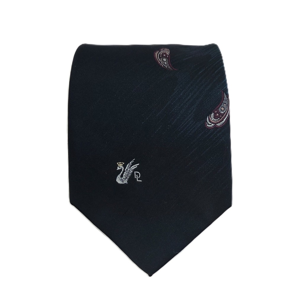 VINTAGE Don Loper Beverly Hills Silk Blend Tie Charcoal Black Burgundy Paisley